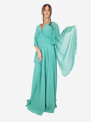 Bianca Brandi Curvy Abito da cerimonia lungo curvy con manica e stola in chiffon 29401M