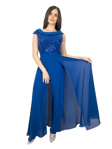 Tuta Elegante da Cerimonia con Corpetto in Paillettes e Pantalone Doppio