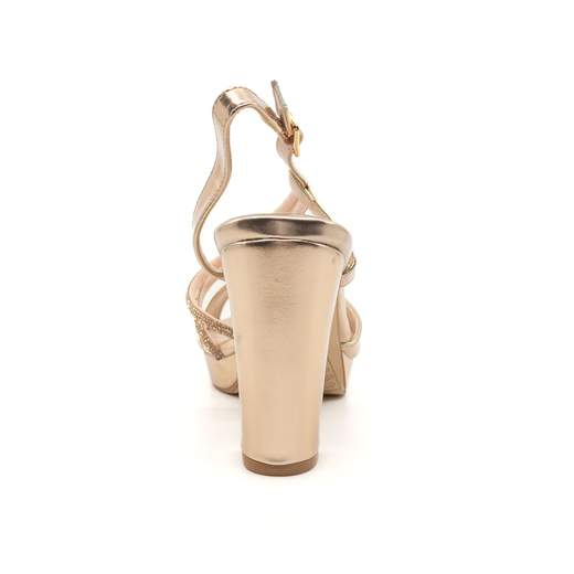 Sandali Da Cerimonia Con Plateau Eleganti Bronzo Con Tacco Largo