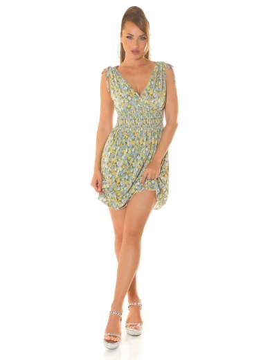 KOUCLA Miniabito estivo con scollo a V e vita arricciata 0000F877