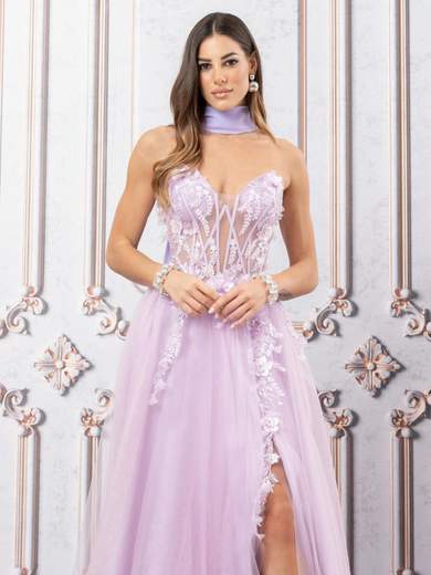 JEAN CRYÒ Abito Lungo Elegante con Corpetto Ricamato e Spacco 35463