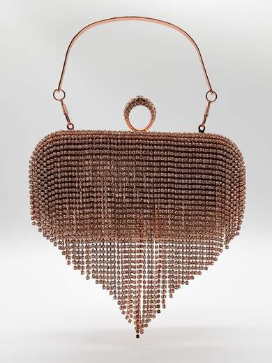 Pochette Gioiello Bronzo da Cerimonia con Strass e Frange 3604-BRONZO