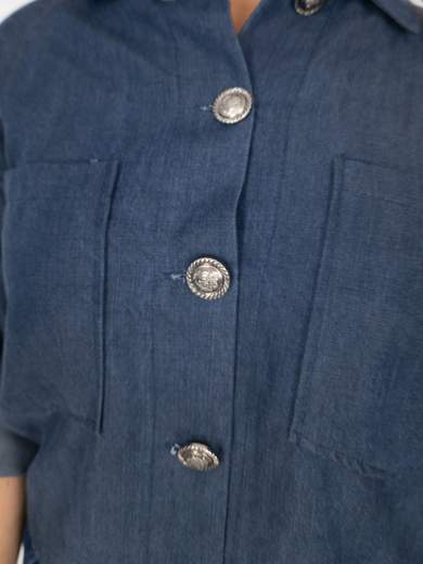Women's Cropped Tencel Shirt with Jewel Buttons – Made in Italy