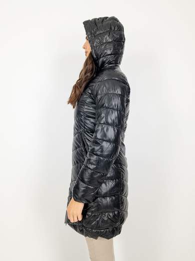 Piumino Lungo Al Ginocchio Donna Con Cappuccio Staccabile