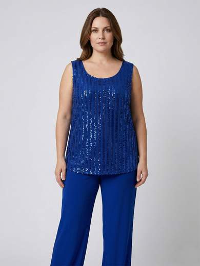 Completo Tre Pezzi Curvy Cerimonia Chiffon e Paillettes YSV180