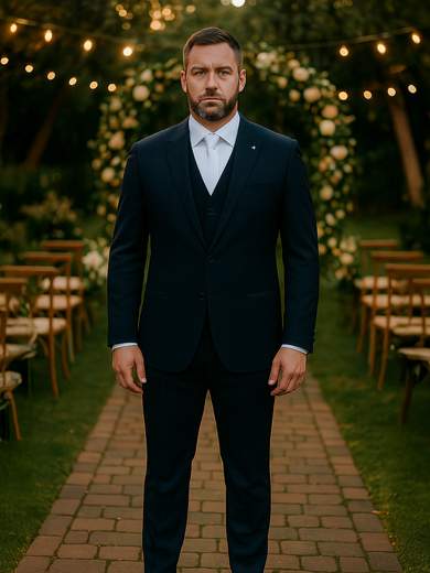 Simone Laffor Abito Uomo da Cerimonia in Fresco di Lana 100’s con Gilet EOE10129-D6