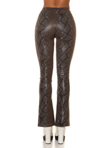 High-Waisted Bootcut Faux Leather Snake Print Pants