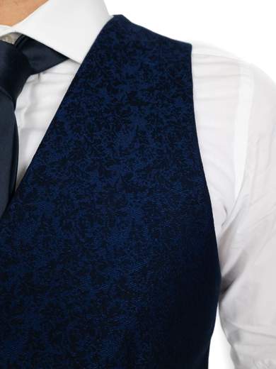 Gilet Damascato Blu Slim Fit Lusso e Comfort