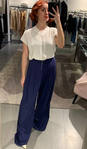 Pantaloni In Viscosa Larghi Con Pence Giorgia Plus