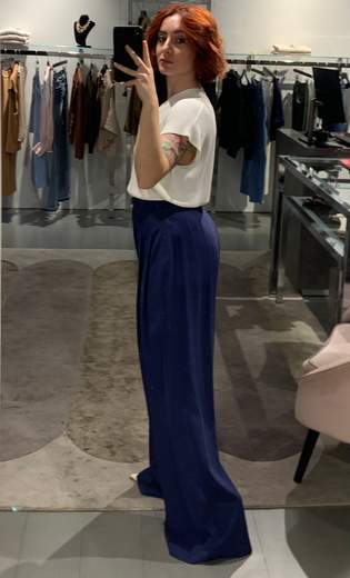 Pantaloni In Viscosa Larghi Con Pence Giorgia Plus