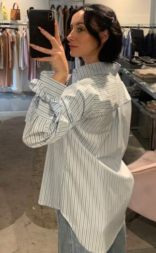 Camicia A Righe Azzurra Con Lacci Saiph