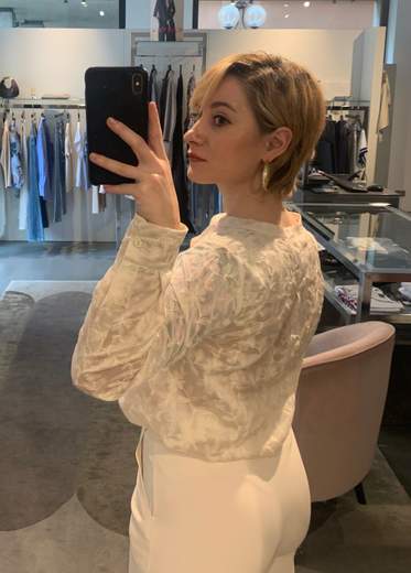 Camicia Con Collo Coreano In Pizzo Sangallo Riva Tricot