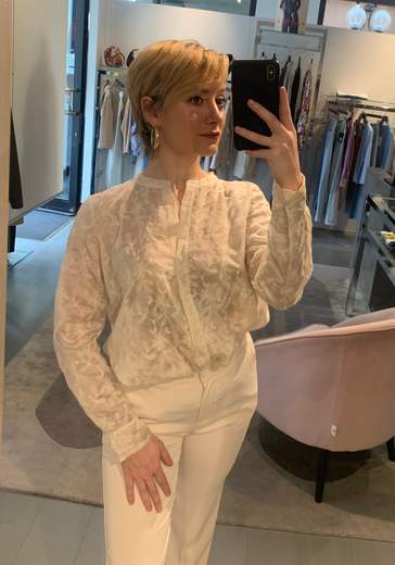 Camicia Con Collo Coreano In Pizzo Sangallo Riva Tricot