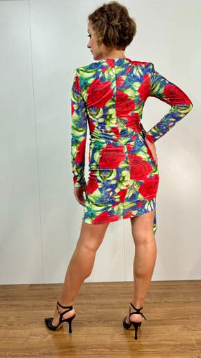 Abito In Velluto Fantasia Rose Giovanni De Fazio