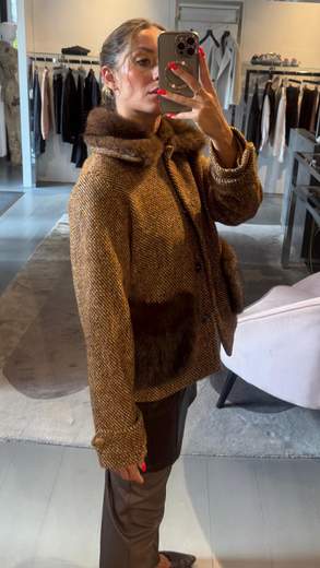 Giubbotto Panno Tweed Con Pelo Kartika