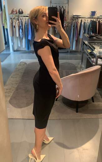 Abito Nero Tessuto Tecnico Tubino Veronique Roses