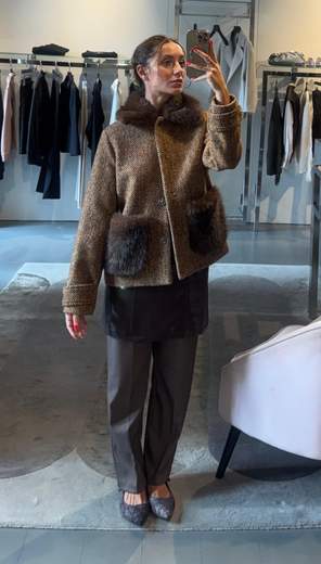 Giubbotto Panno Tweed Con Pelo Kartika