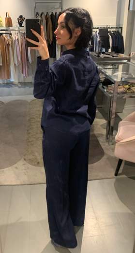 Pantaloni Dritti In Lino Con Colisse Riva Tricot