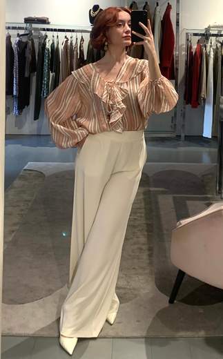 Pantalone Largo In Cadi Fluido Kartika