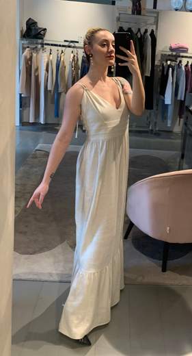 Abito Lungo Con Spalline A Balze Contr'ora