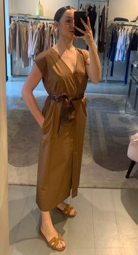 Abito Dritto In Cotone Con Fusciacca Kartika