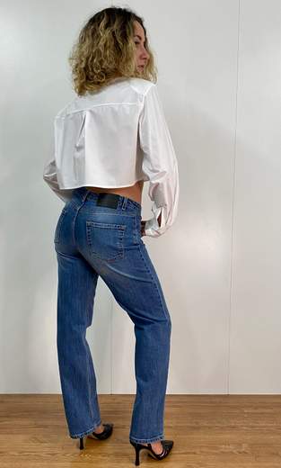 Camicia Crop Con Spalline Imbottite e Taschino Kontatto