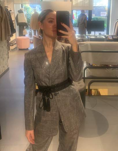 Blazer Con Pailettes Tessuto Principe Di Galles Giorgia Plus