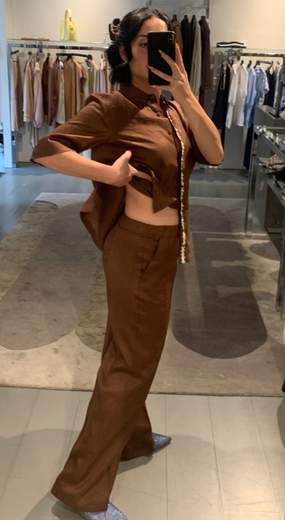 Pantaloni Larghi In Lino Riva Tricot