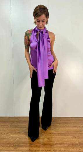 Camicia Smanicata Con Fiocco Carla G