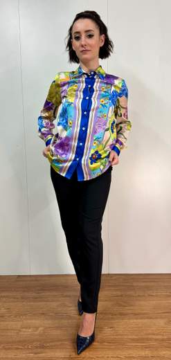 Camicia In Raso Stampa Foulard Kartika