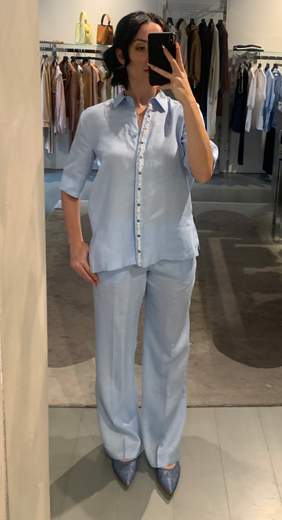 Pantaloni Larghi In Lino Riva Tricot