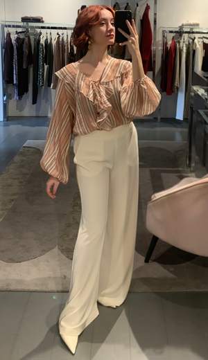 Camicia Con Jabot A Righe Kartika