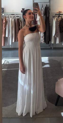 Abito Bianco A Balze Con Corpetto Arricciato Fashion Bucle