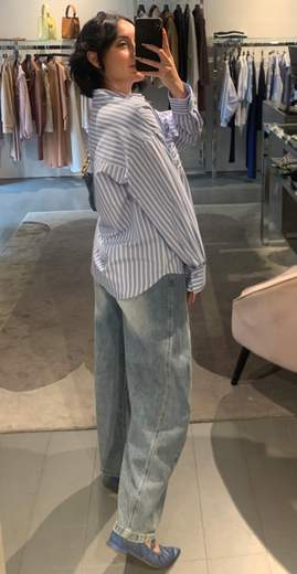 Camicia Over A Righe Con Tasca E Swarosky Kiki Six