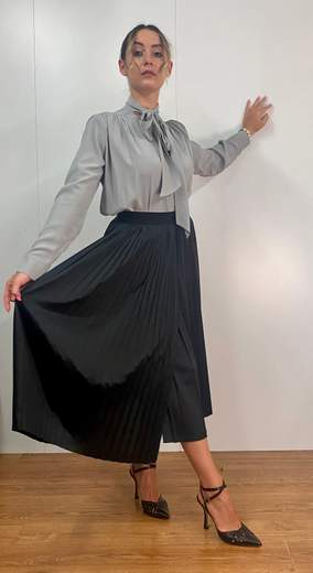 Camicia Misto Seta Con Nastro Kartika