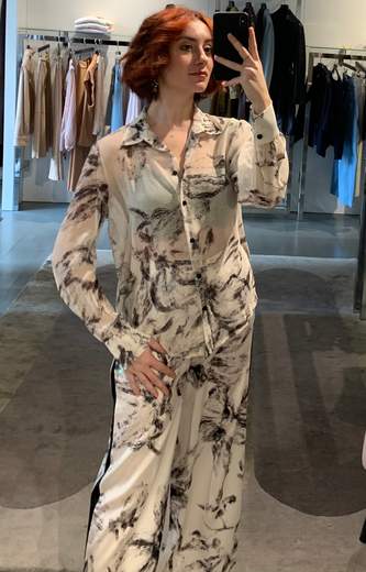 Camicia A Fiori Bianco Nero Giorgia Plus