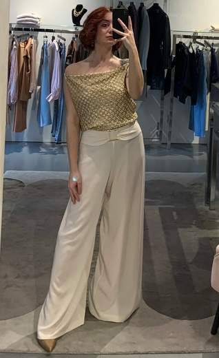 Pantaloni Larghi Elasticizzati Con Fibbia Metallica Giorgia Plus