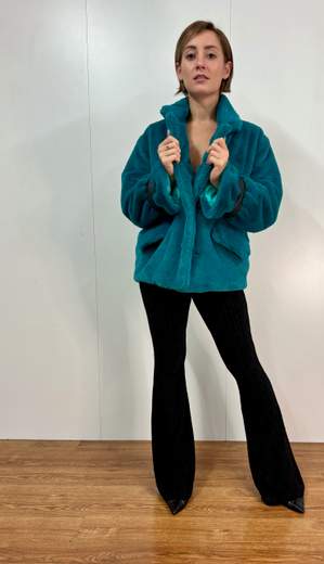 Ecopelliccia Con Rever E Polsino In Ecopelle La Kore