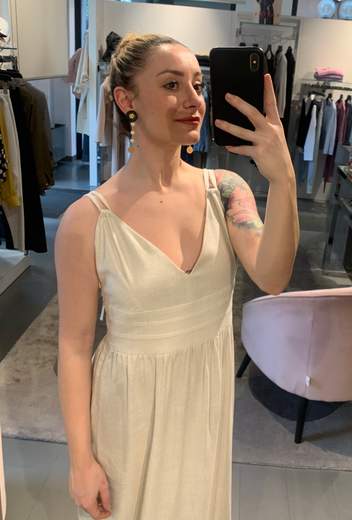 Abito Lungo Con Spalline A Balze Contr'ora