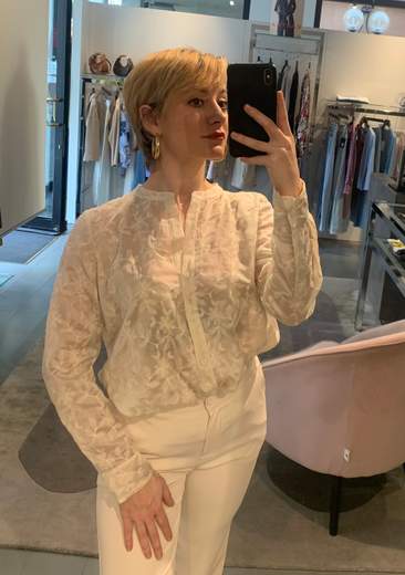 Camicia Con Collo Coreano In Pizzo Sangallo Riva Tricot