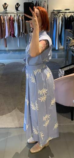 Gonna Rigata Con Ricami Azzurra Kartika