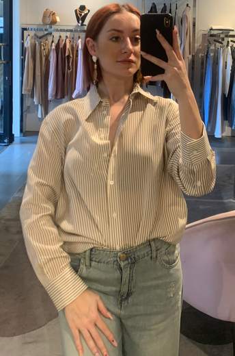 Camicia Classica A Righe Marroni Kartika