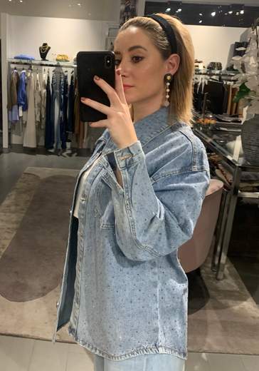 Camicia Over Jeans Con Strass Much Money