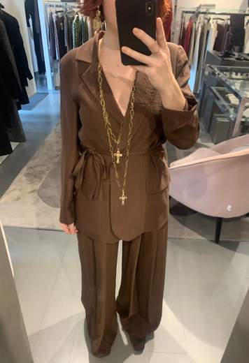 Pantalone Lyocell Crash Marrone Kartika