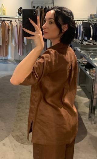 Camicia Manica Corta Lino Con Applicazioni Riva Tricot