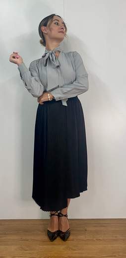 Camicia Misto Seta Con Nastro Kartika