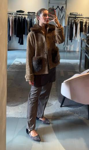 Giubbotto Panno Tweed Con Pelo Kartika