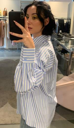 Camicia Over A Righe Con Tasca E Swarosky Kiki Six