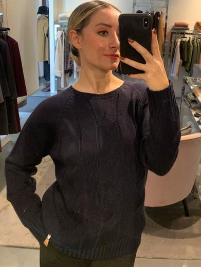 Girocollo Pura Lana Con Trecce Riva Tricot