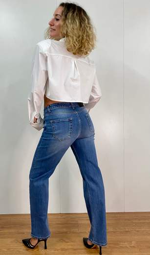 Camicia Crop Con Spalline Imbottite e Taschino Kontatto